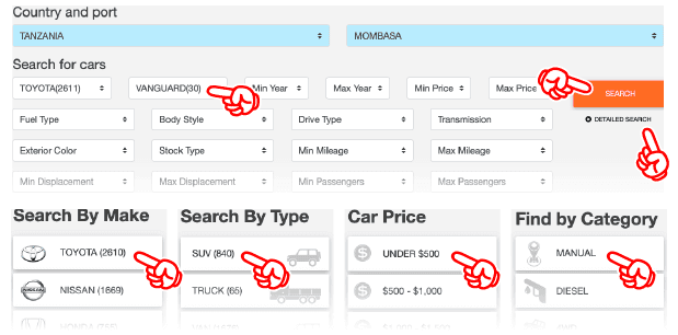 Filter the search with maker, model, year and price!You can also search based on maker and type.