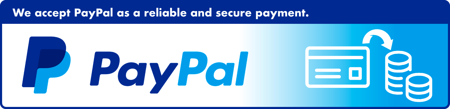 We accept PayPal as a reliable and secure payment.