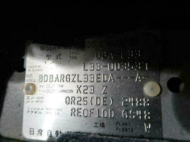 nissan teana chassis number location